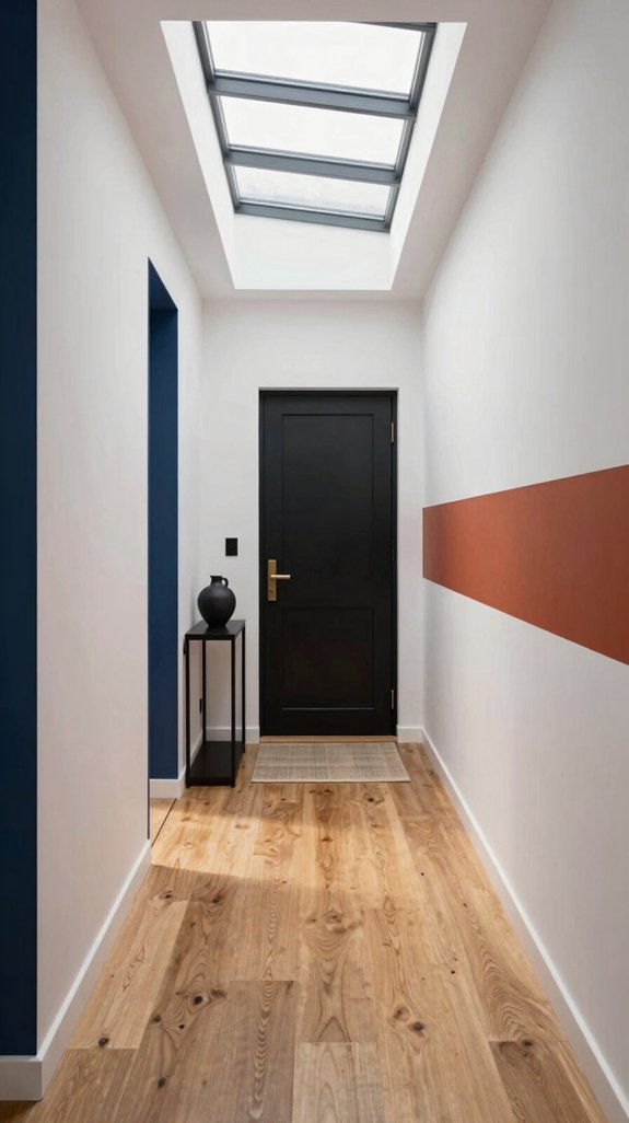 bold mustard hallway accents