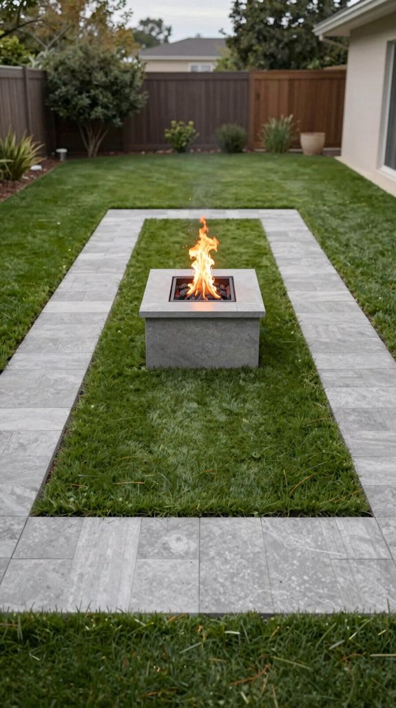 built in fire pit surrounded