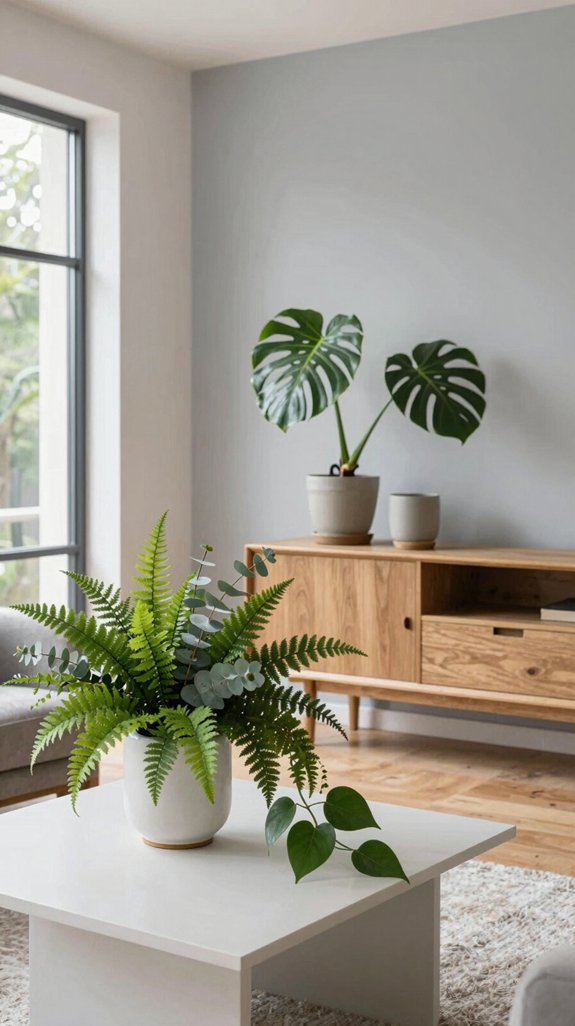 calm linear greenery accents
