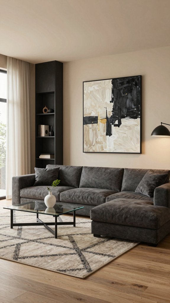 Beige Living Room Color Pairings That Add Depth and Interest 7 charcoal accent modern beige living