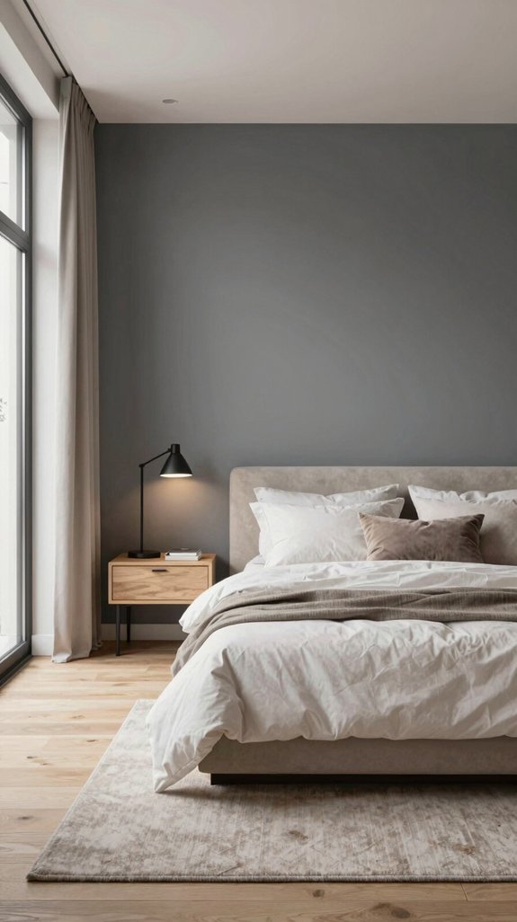 charcoal blue down pipe bedroom
