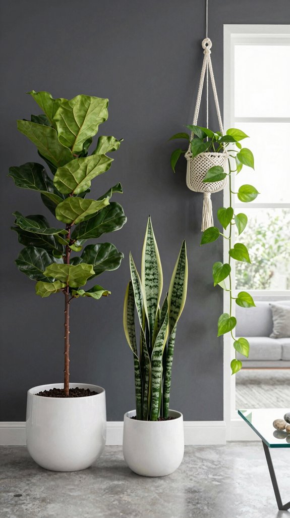 charcoal walls plant styling