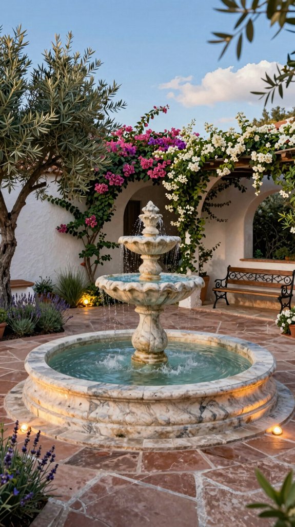 classic stone fountain installation