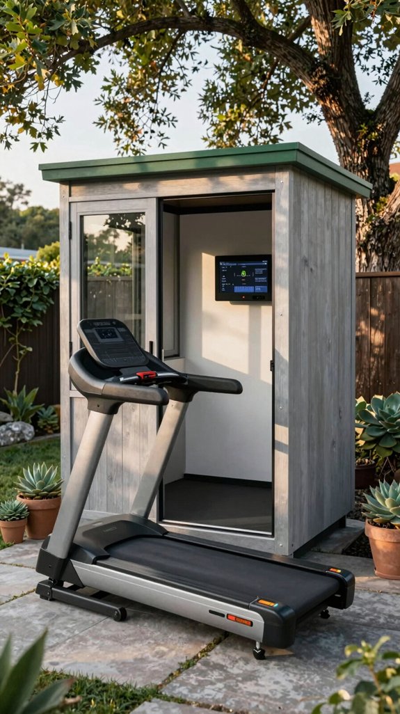 17 Backyard Gym Shed Ideas for Outdoor Fitness Spaces 6 compact fold down cardio cabin