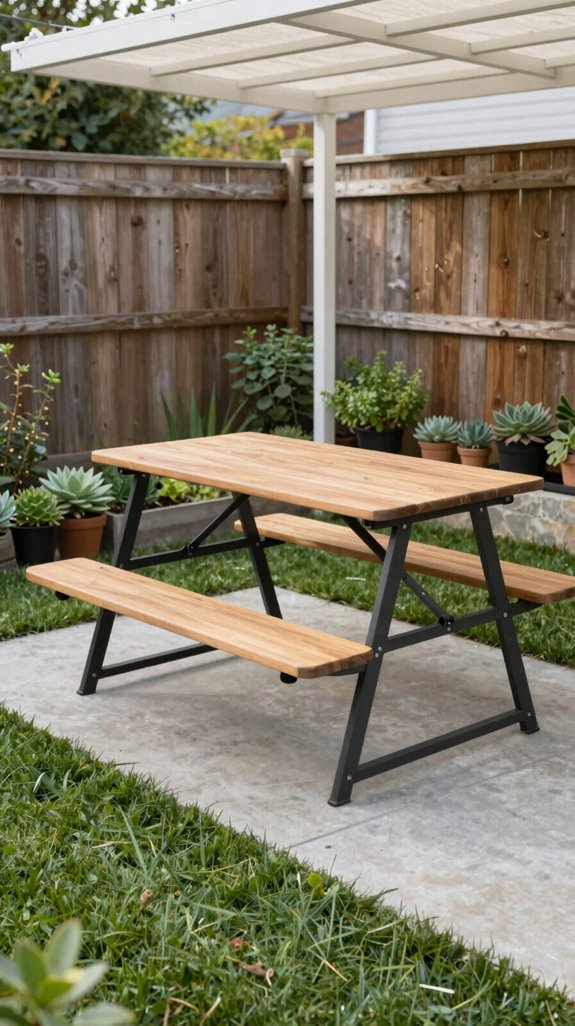 21 Small Backyard Design Ideas That Maximize Space 5 compact fold down picnic table