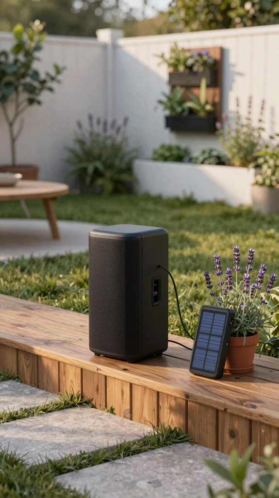 compact solar powered outdoor audio