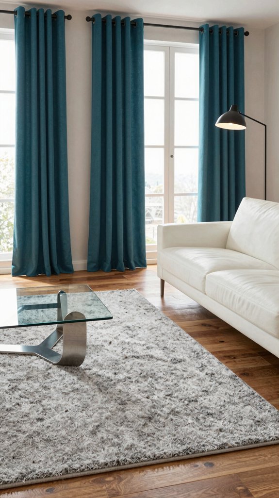 complementary rug curtain layering