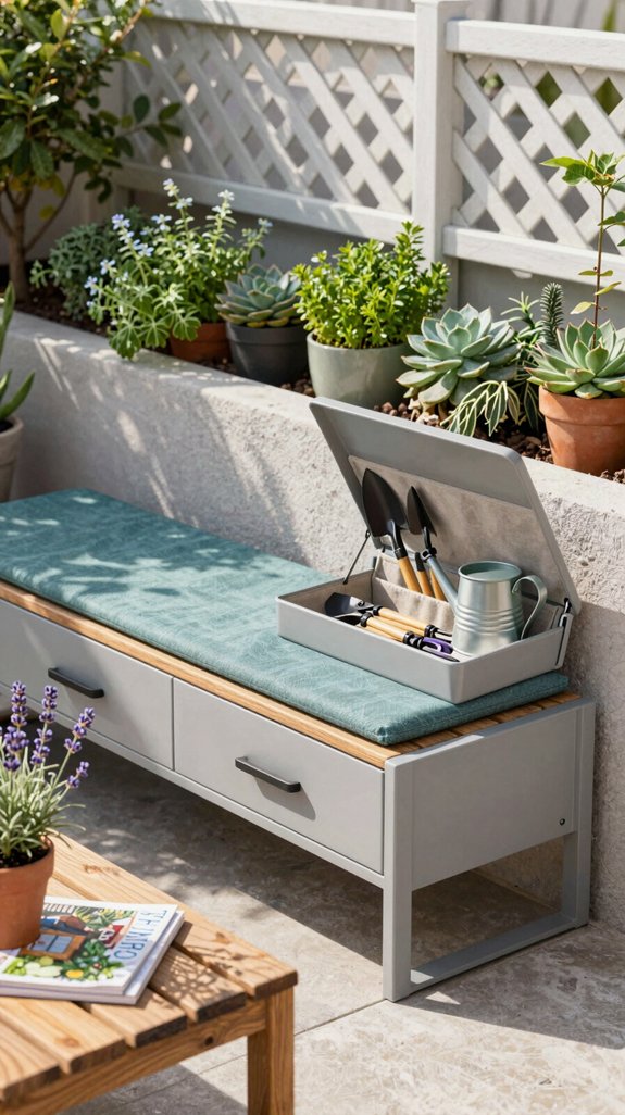 21 Small Backyard Design Ideas That Maximize Space 3 concealed bench storage