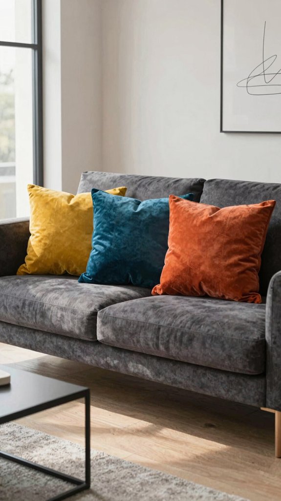 contrasting geometric throw pillows