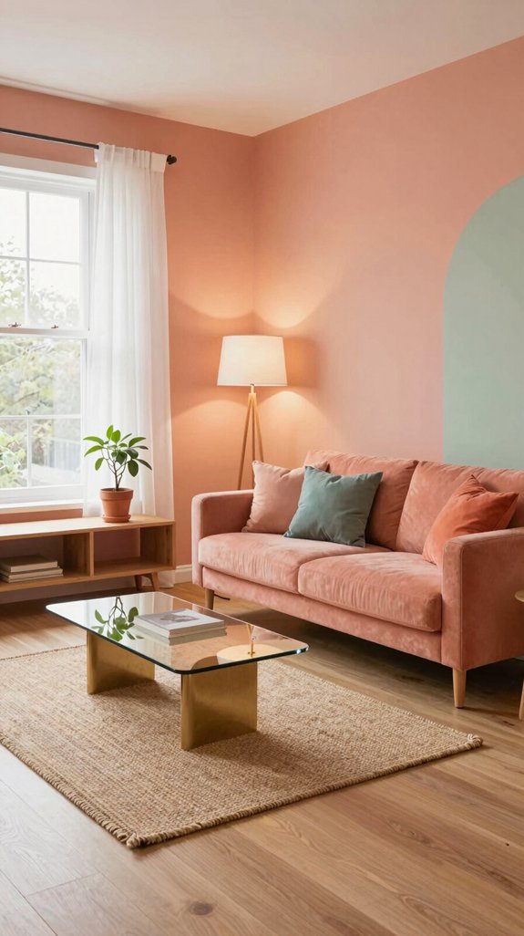 coral peach cozy small rooms