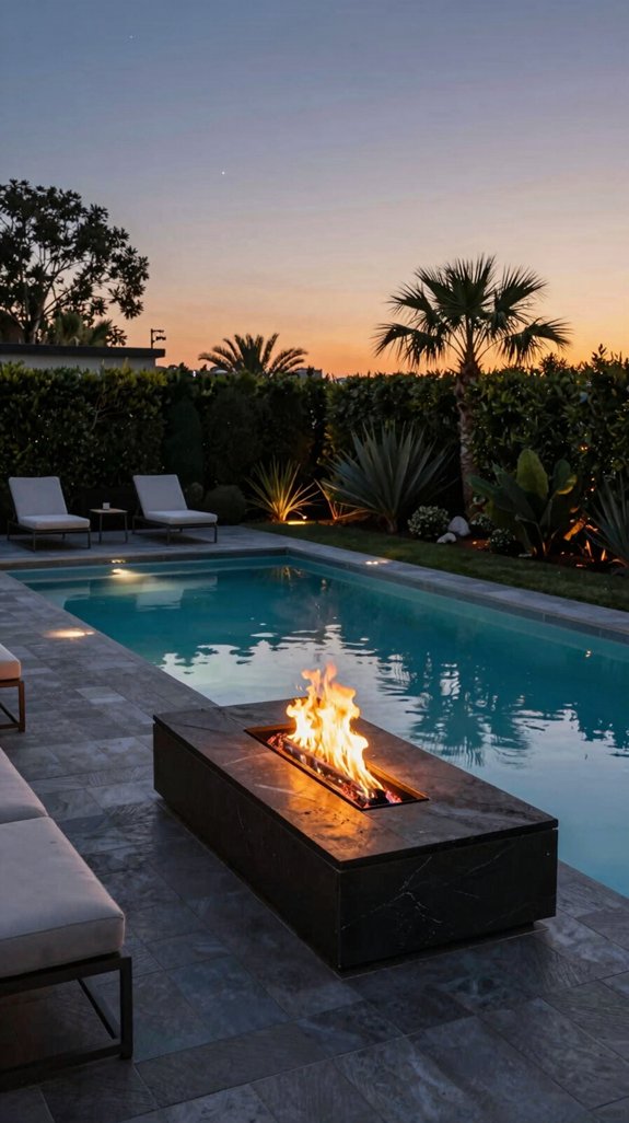 cozy fire pit pool ambience
