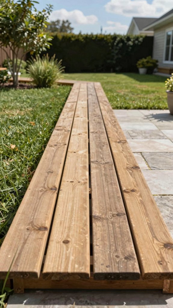 crisp wooden patio border