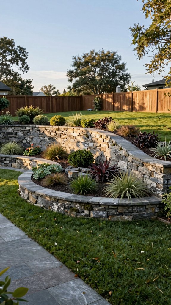 curved tiered retaining wall
