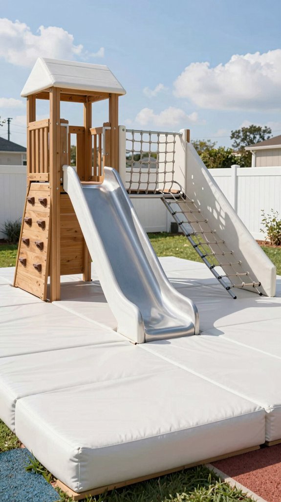 21 Kids Backyard Ideas for Fun Outdoor Play Areas 22 cushioned play structure safety