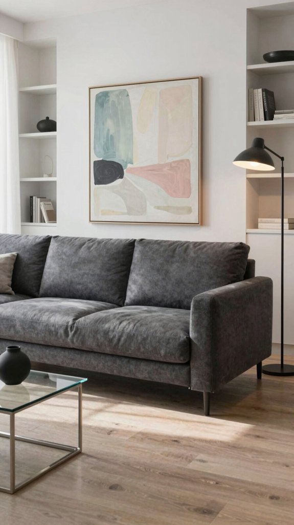 dark grey minimalist sofa