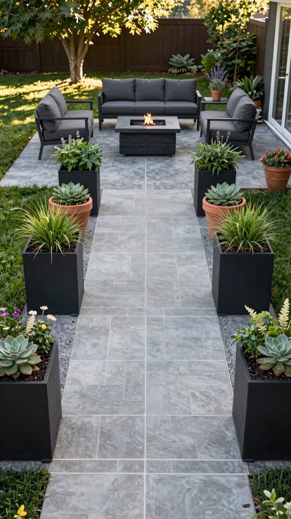 21 Backyard Patio Design Layout Ideas for Functional Spaces 22 decorative planter walkway entry