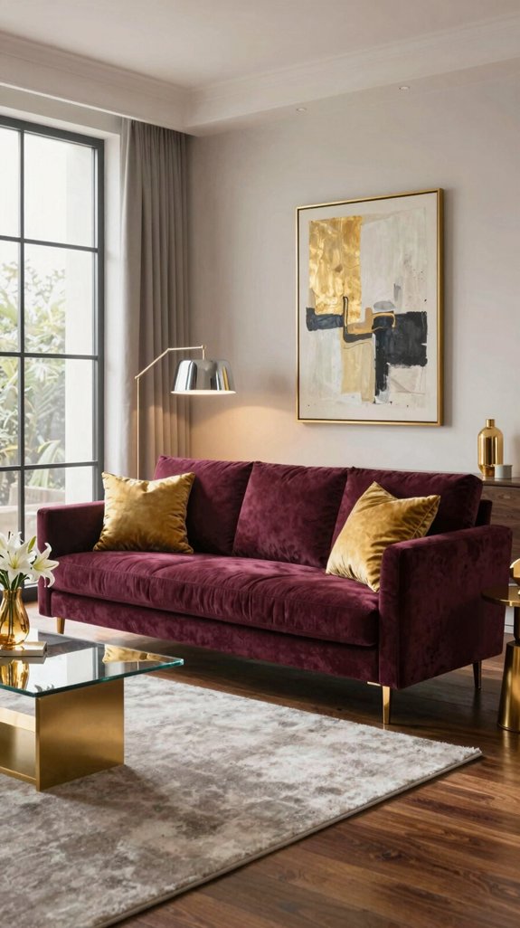 deep gold aubergine lounge