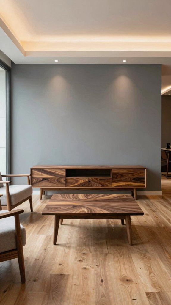 Walnut Furniture Color Combinations That Feel Elegant and Balanced 4 dove gray walls walnut dove gray walls walnut