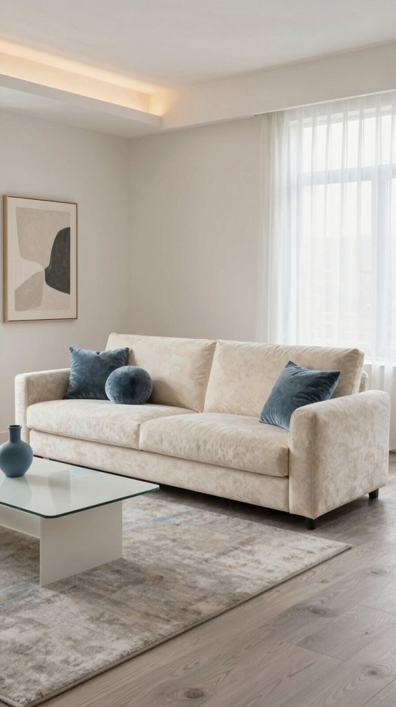 Cream Sofa Color Combinations That Elevate Neutral Spaces 6 dusty blue accents elevate serenity