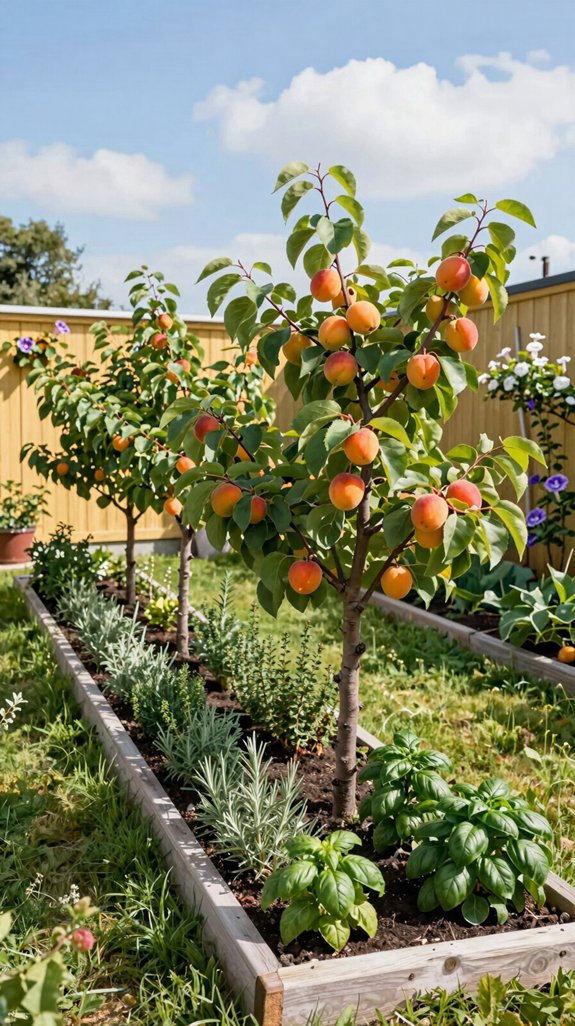 dwarf apricot herb border