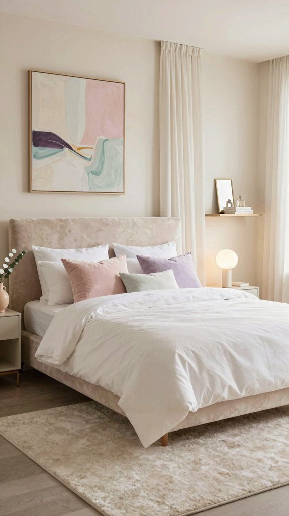 elegant airy champagne bedroom