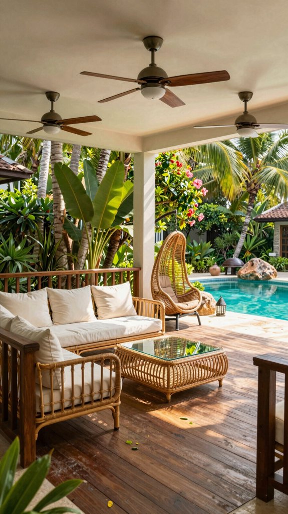elevated rattan deck design