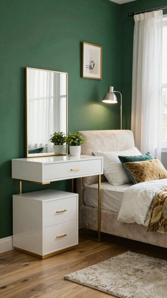 emerald accents enlarge rooms