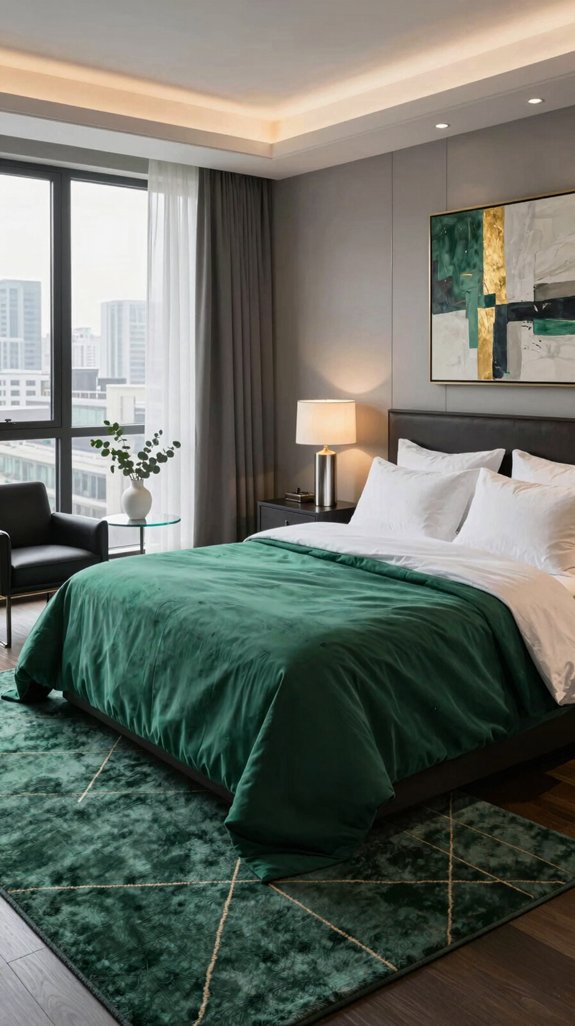 emerald hued modular rug