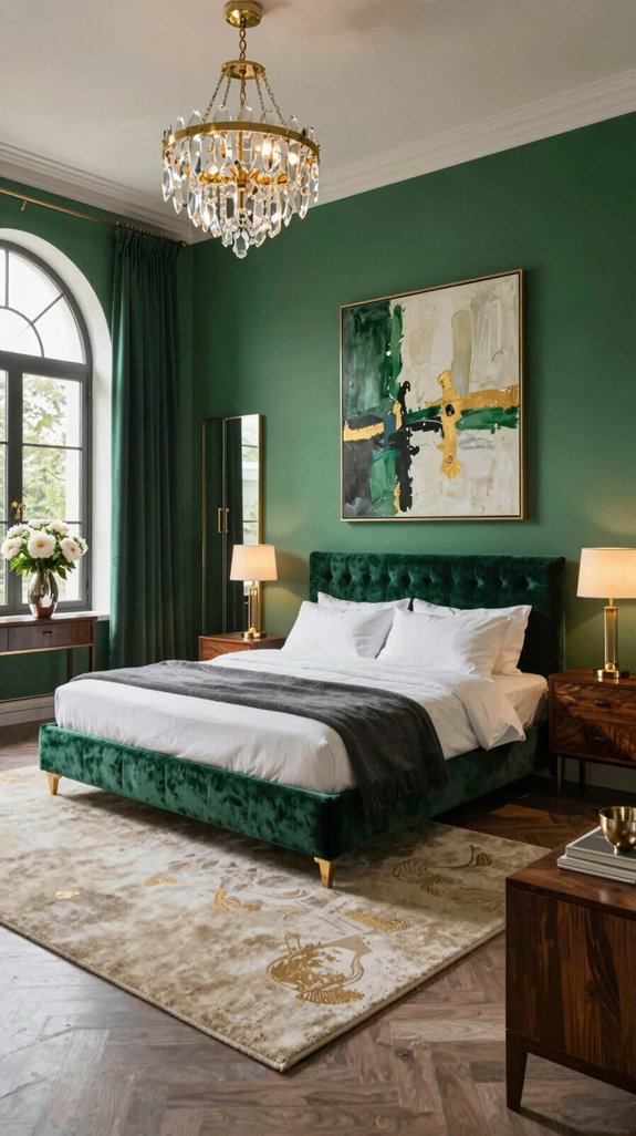 emerald luxe bedroom design