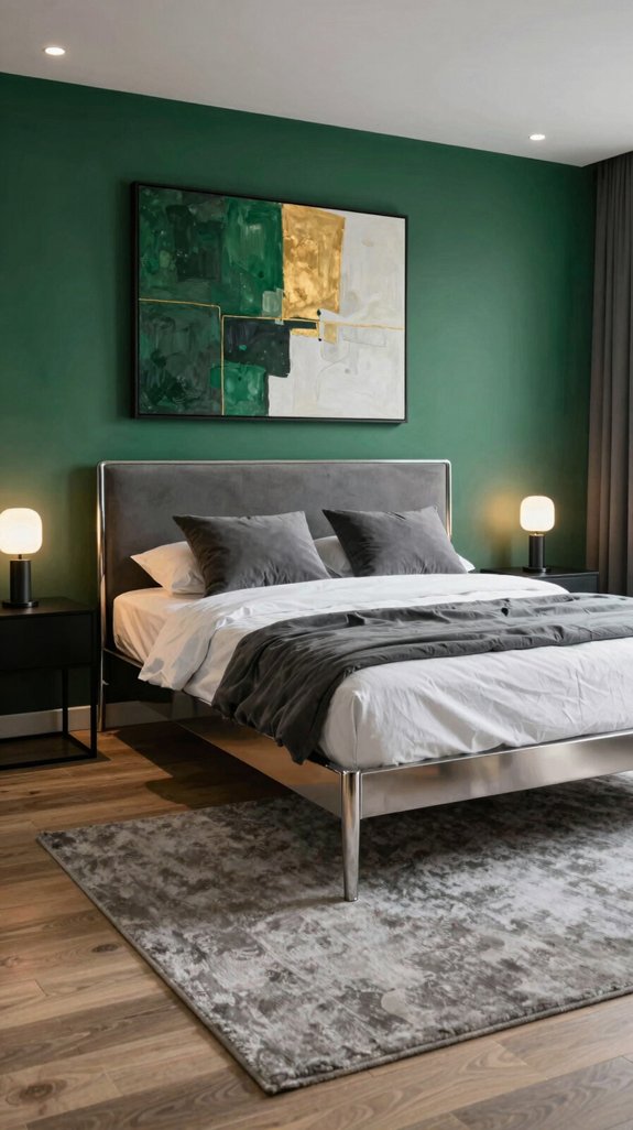 emerald metallic bedroom elegance