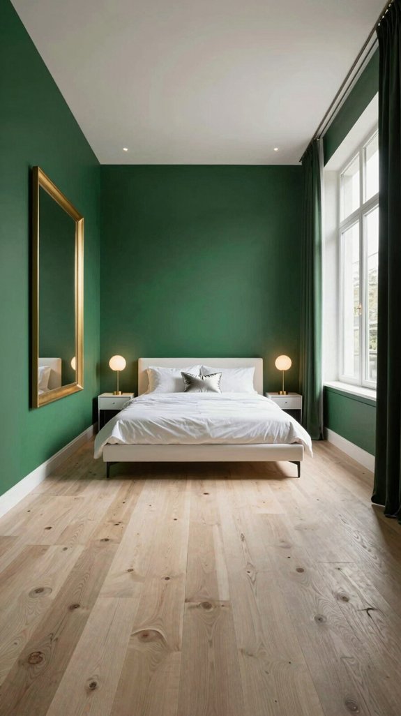 emerald walls light flooring