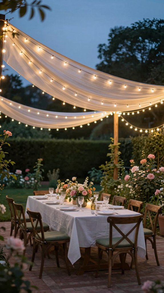 fairy light canopy setup