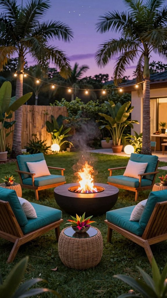fire pit lounge with smart lighting