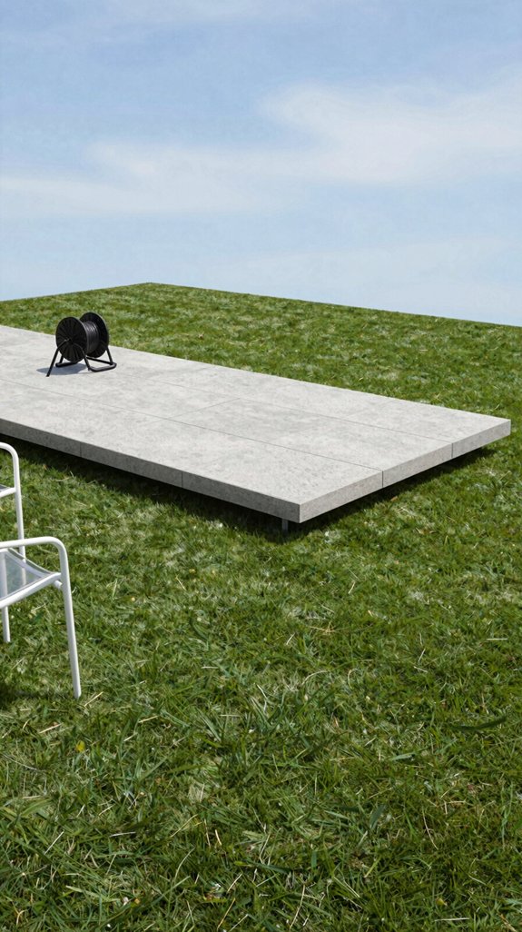 floating paver deck over turf