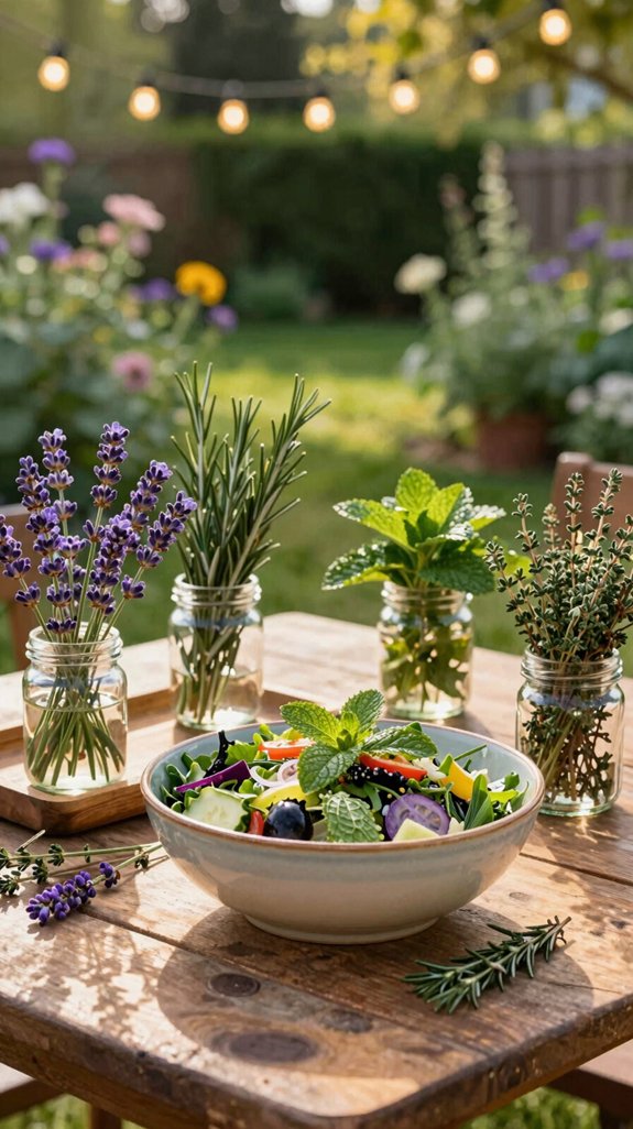 fresh herbs garnish and aroma