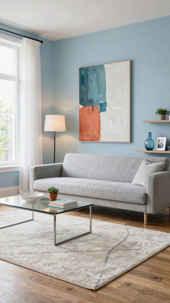 fresh inviting blue living room