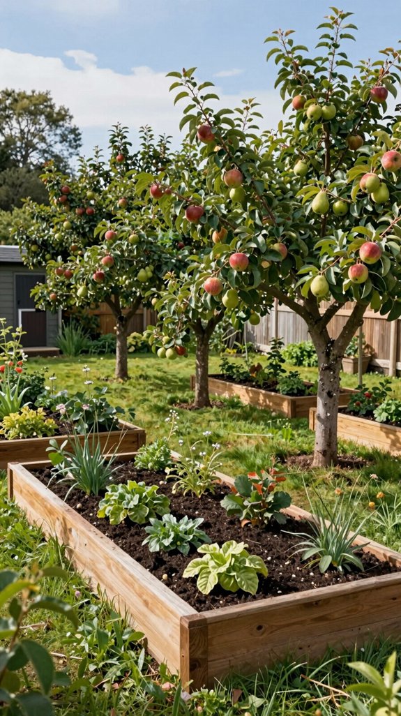 fruit trees integrated raised beds