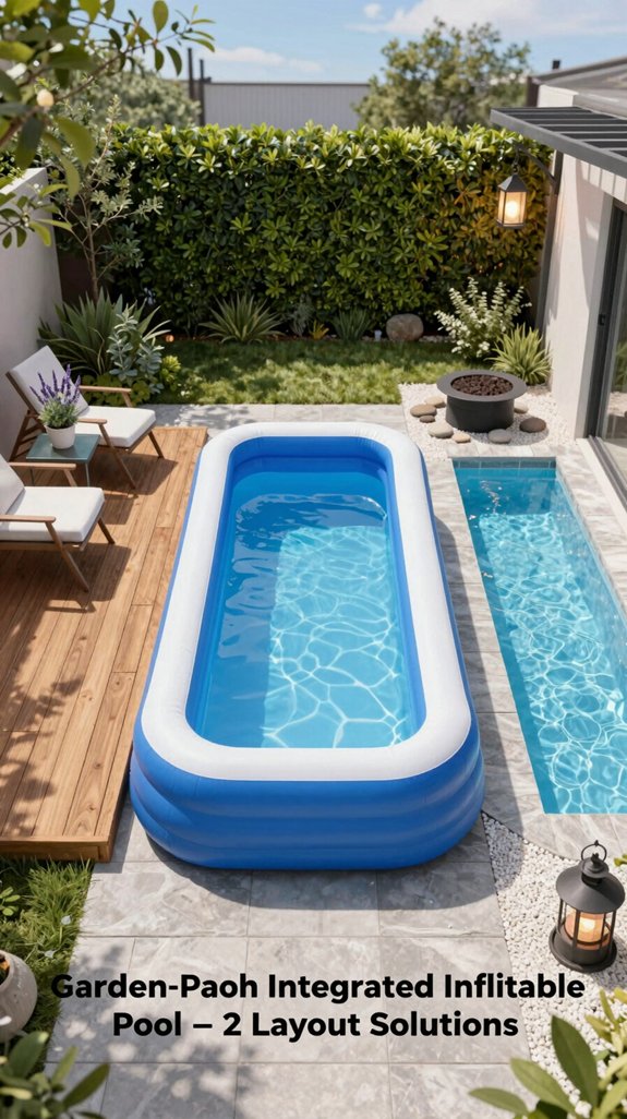 garden path inflatable pool layout