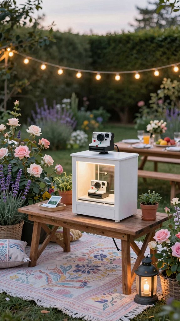 garden polaroid string light booth