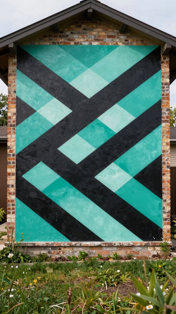 geometric bold backyard mural