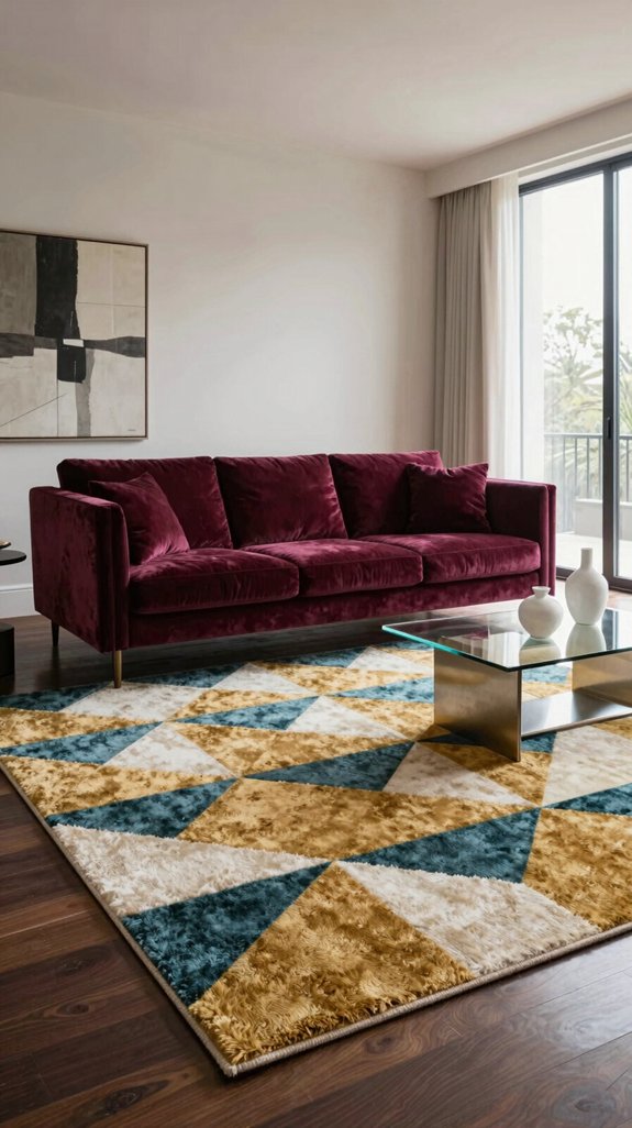geometric gold rug