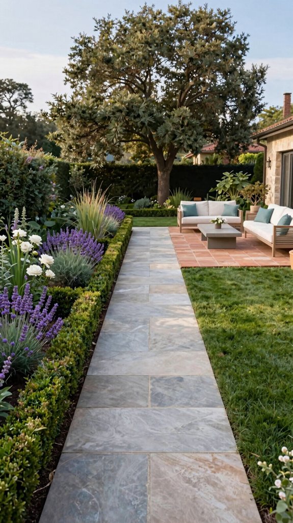 geometric grid garden pathway