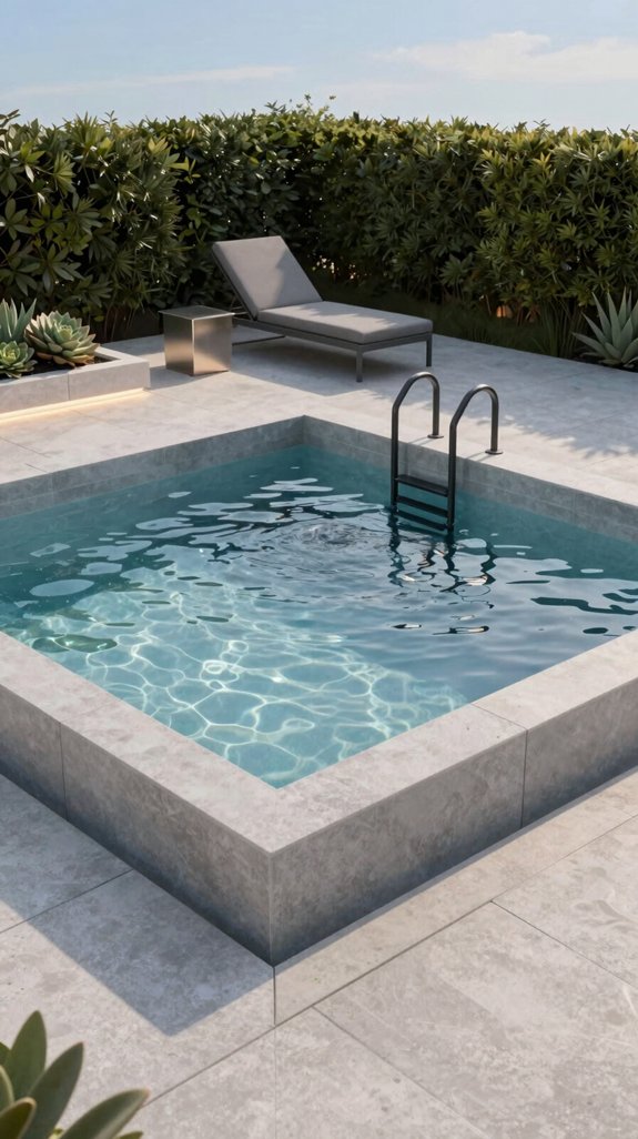 19 Small Backyard Pool Ideas for Compact Outdoor Spaces 13 geometric square pool with hidden ladder