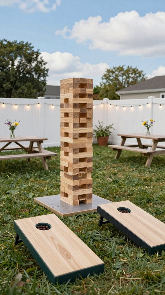 giant jenga cornhole zone