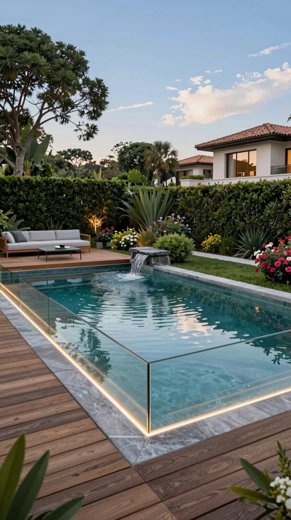 glass walled garden plunge