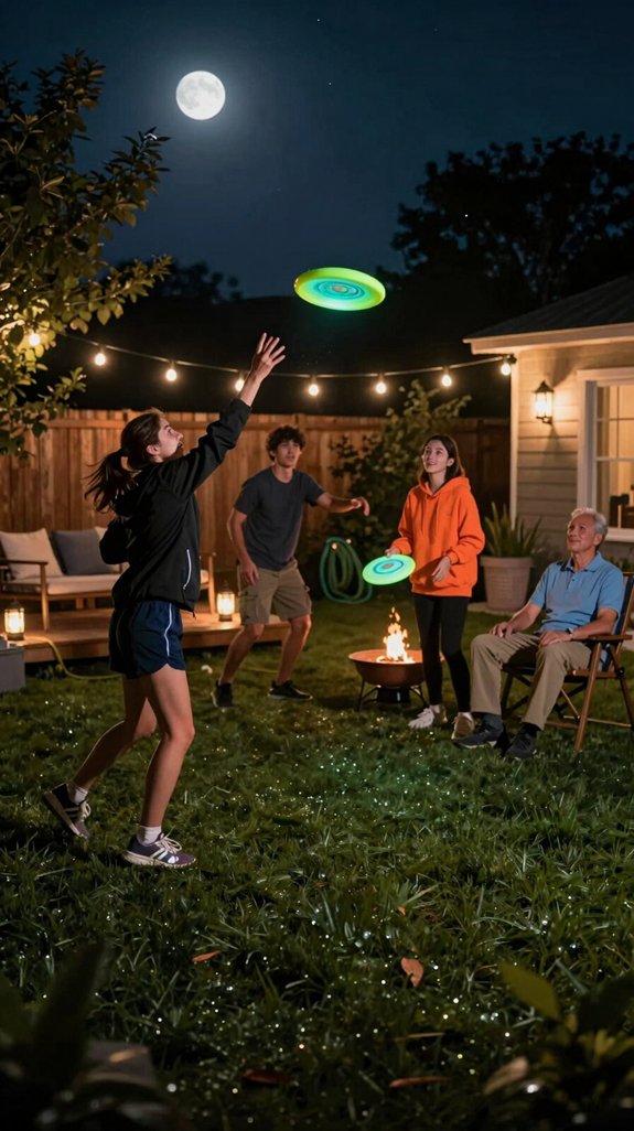 glowing frisbee night game