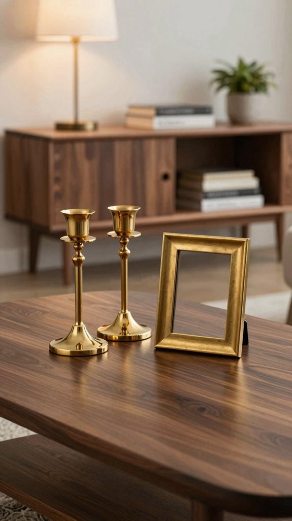 Walnut Furniture Color Combinations That Feel Elegant and Balanced 12 gold brassbrass walnut walnut metal walnut