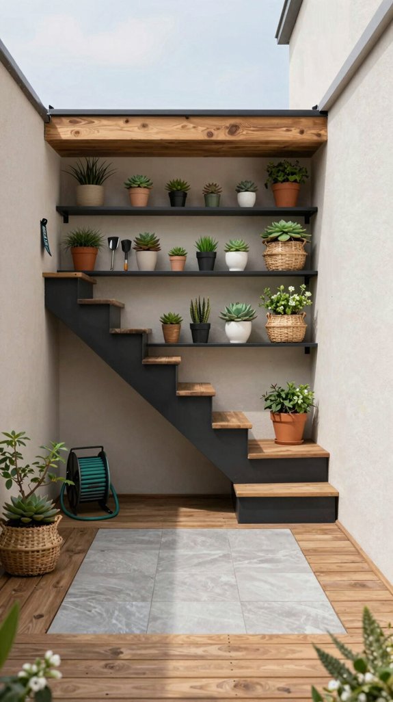 hidden staircase storage solution
