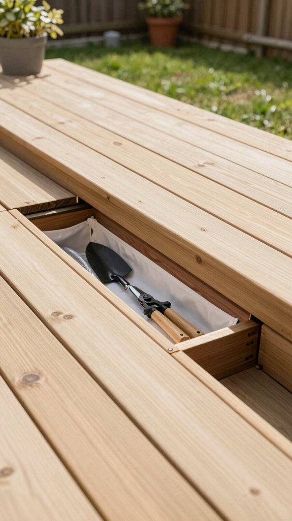 hinged deck storage compartment