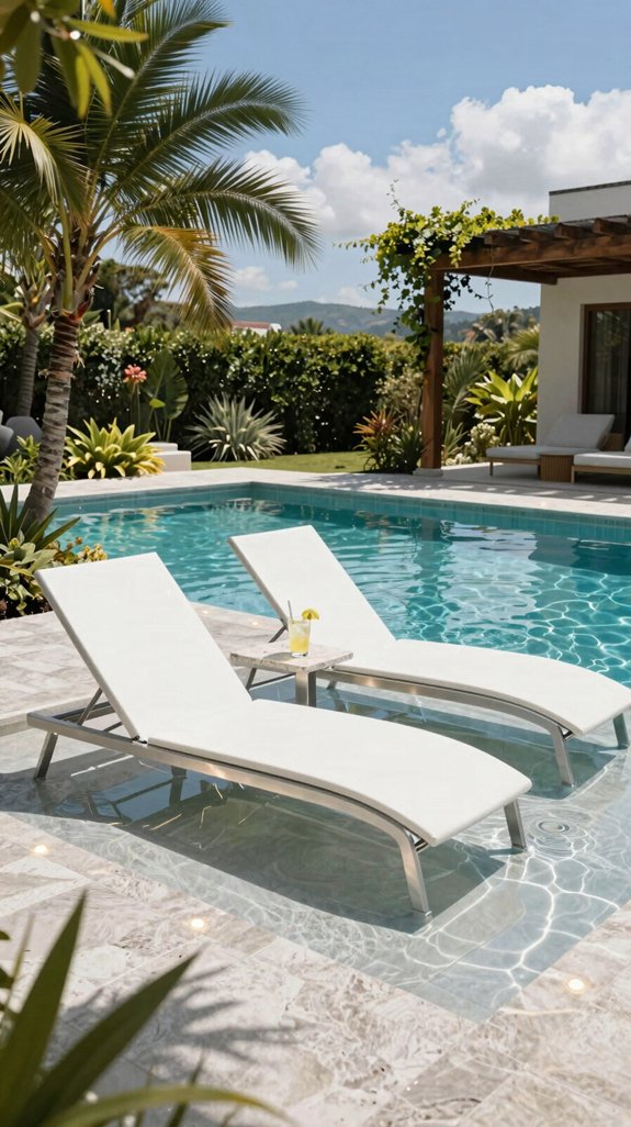 integrated ergonomic pool loungers